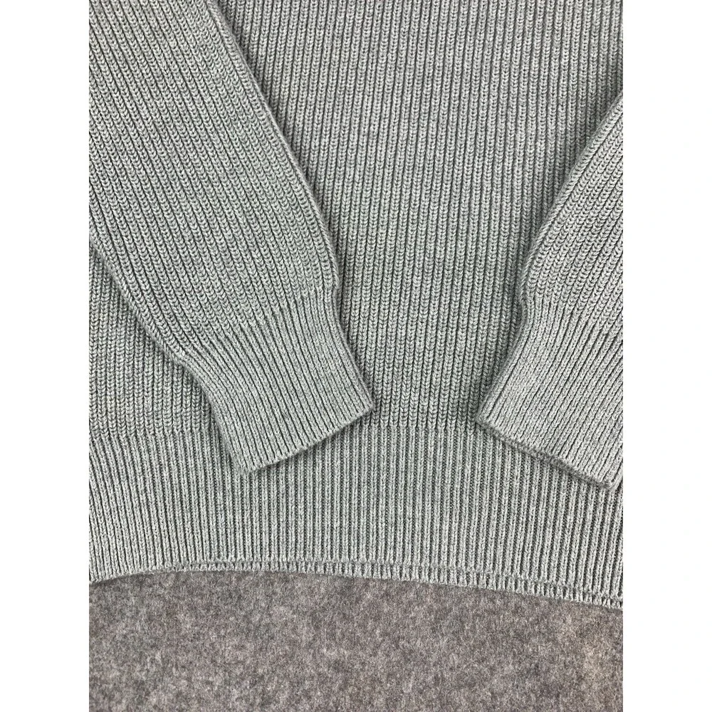 J Crew Chunky Ribbed Knit Crewneck Sweater Gray Mens Large Suede Patch Woodsman